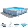 Intex Prism Frame Rectangular Swimming Pool (L 16ft x W 8ft x H 42")