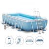 Intex Prism Frame Rectangular Swimming Pool (L 16ft x W 8ft x H 42")