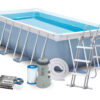 INTEX 26788 Prism Frame Pool (13.1ft x 6.5ft x 39") Rectangular With Filter Pump & Ladder (4.0m x 2.0m x 1.0m )