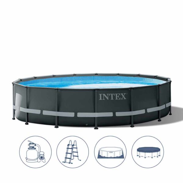 INTEX Ultra XTR Frame Pool Set 16ft x 48" ( 488cm x 122cm ) With Sand Filter Pump , Ladder, Pool Cover Ground Cloth