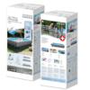 Backyard-ready Intex above-ground pool with 24ft length and 12ft width, shown with ladder and pump accessories.