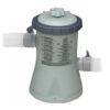 Intex 26700 10ft round metal frame above-ground swimming pool filled with water.