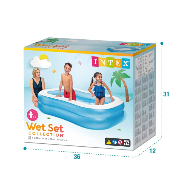 INTEX Swim Center Family Swimming Pool White Blue (80"X60"X19") - Image 3