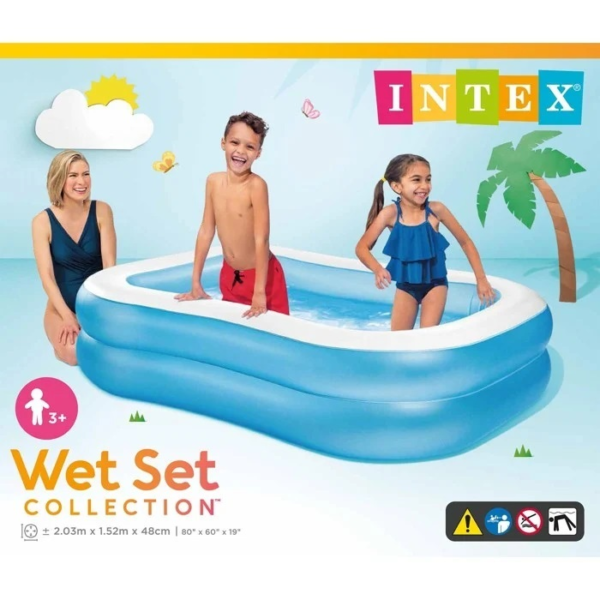 INTEX Swim Center Family Swimming Pool White Blue (80"X60"X19") - Image 5