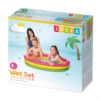 Colorful inflatable kiddie pool with three vibrant rings and a soft inflatable base, suitable for toddlers.