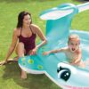 Intex 57440 Whale Spray Pool – Fun inflatable pool featuring a whale design with a sprayer attached to a garden hose for added water play.