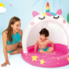 A round inflatable kiddie pool by Intex, model 58438, featuring a vibrant, playful design perfect for outdoor summer fun.
