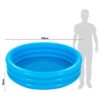 Blue inflatable round pool with three circular rings, empty and ready for use.