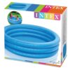 Blue inflatable round pool with three circular rings, empty and ready for use.