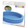 Inflatable round blue kiddie pool with triple-ring design.