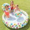 Fun and vibrant Intex 59469 kiddie pool set with playful prints of pineapples, watermelons, flamingos, and ice cream