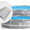 Intex Prism Frame Pool Round 14ft x 42" with accessories including ladder, ground cloth, pool cover, filter pump, and instructional manual.