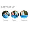 Inflatable blue Intex Easy Set swimming pool filled with water, designed for easy setup in backyards.