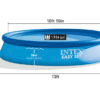 Above-ground Intex pool with a 13-foot diameter and 33-inch depth, showcasing durable sidewalls.