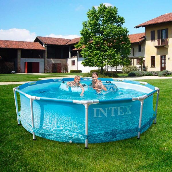 INTEX Beachside Metal Frame Round Above Ground Pool 10ft x 30" with filter pump - Image 3